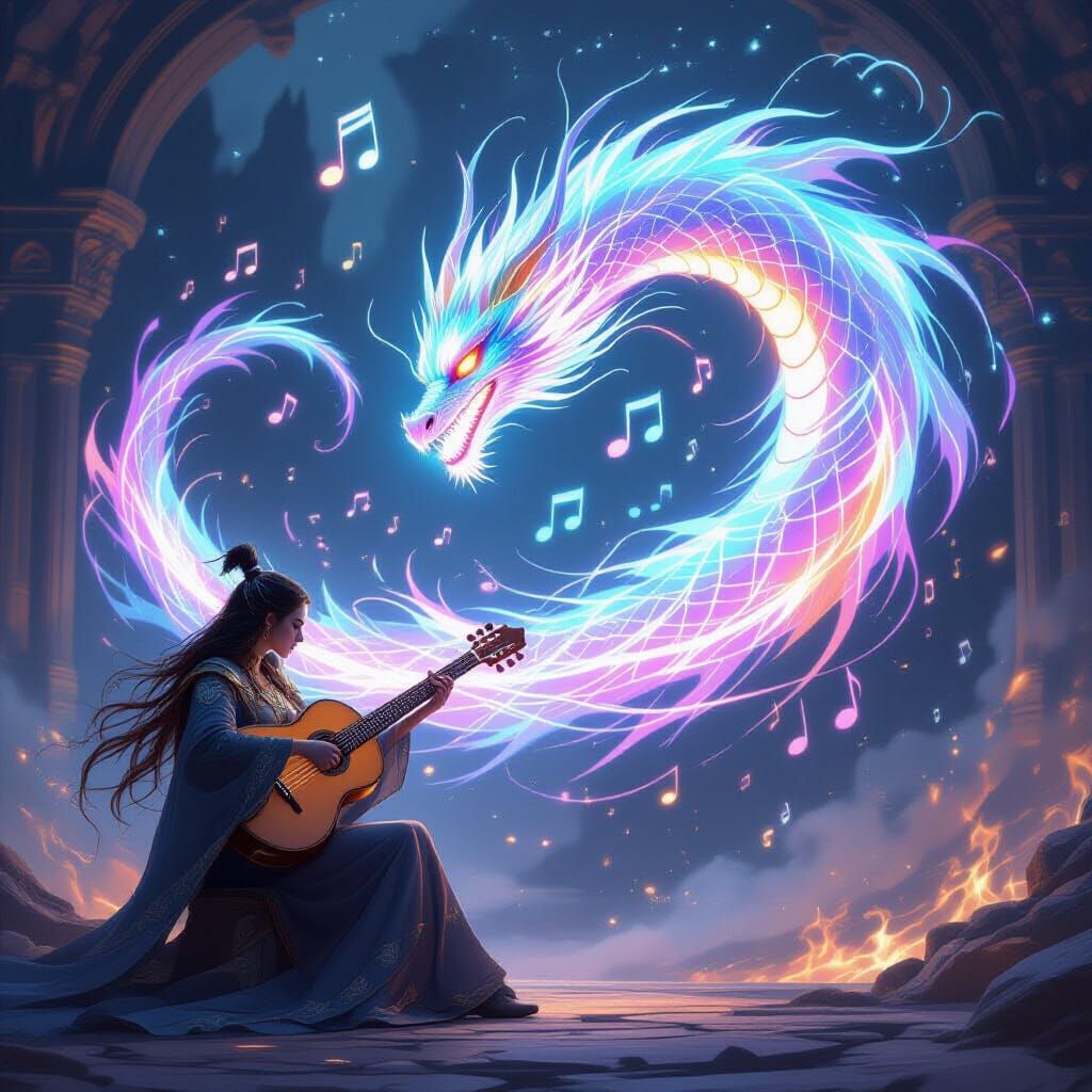 Ethereal Musician Summons Spectral Dragon