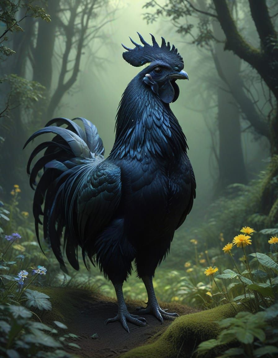 An Ayam Cemani rooster
