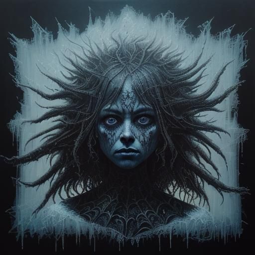 Ethereal Barn Portrait in Bioluminescent Fractal Landscape