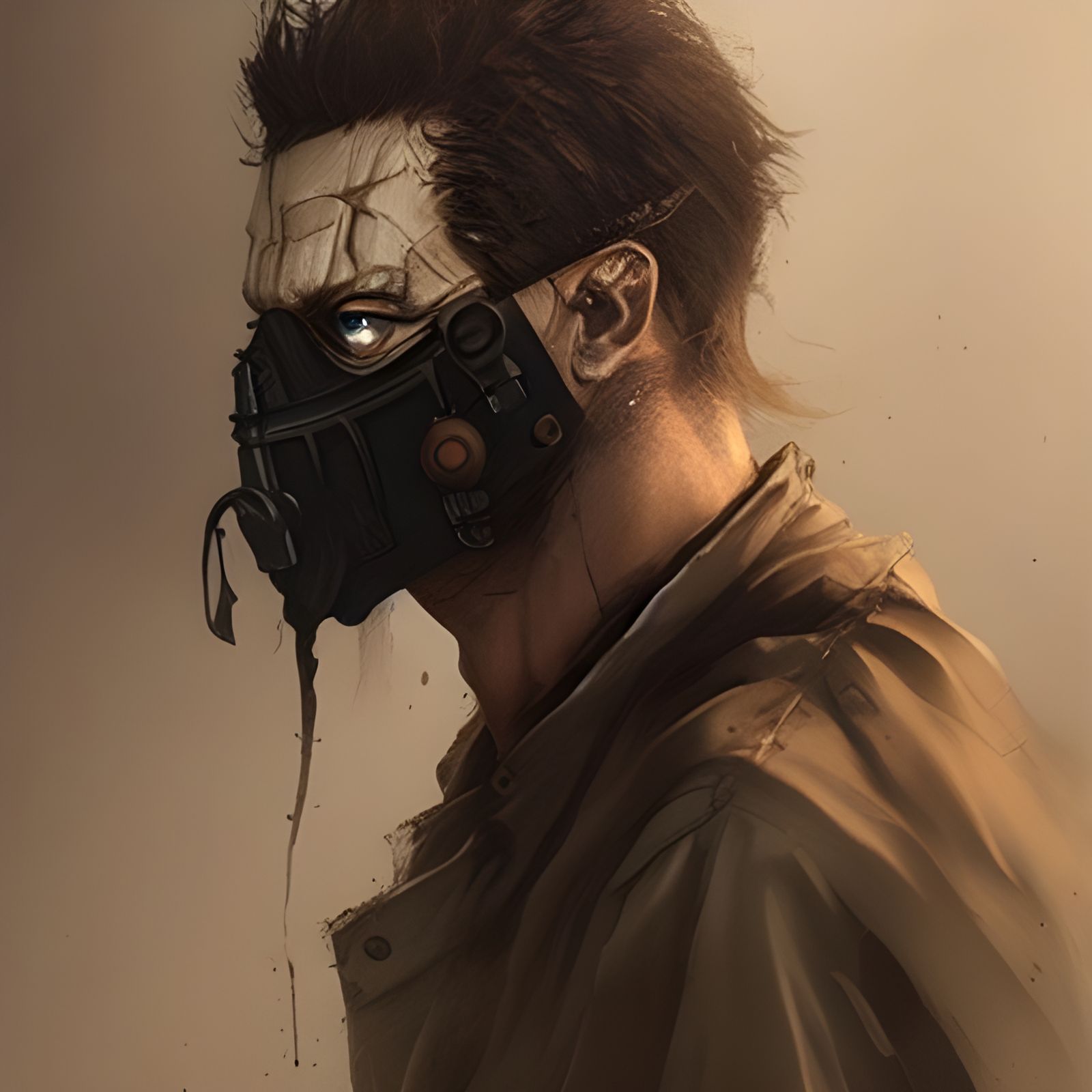 Sinister Post-Apocalyptic Figure with Faux Mask