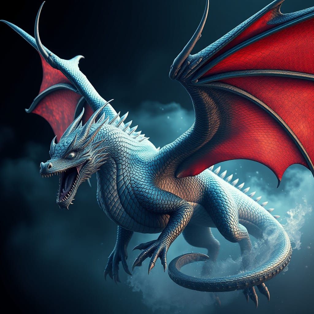 Majestic Dragon in Vibrant, Realistic Matte Painting