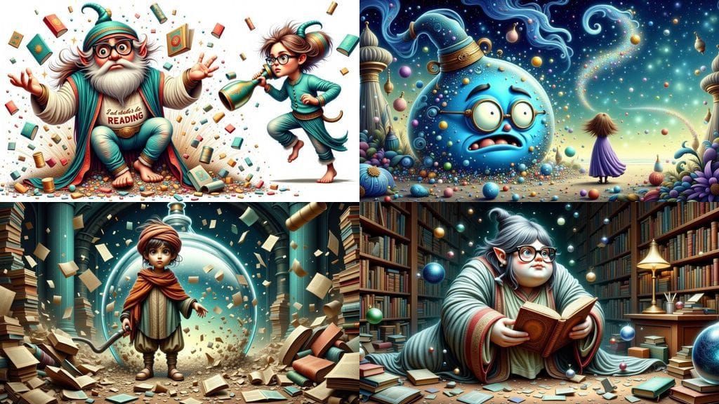 Whimsical Bohemian Genie in a Dotty Dilemma