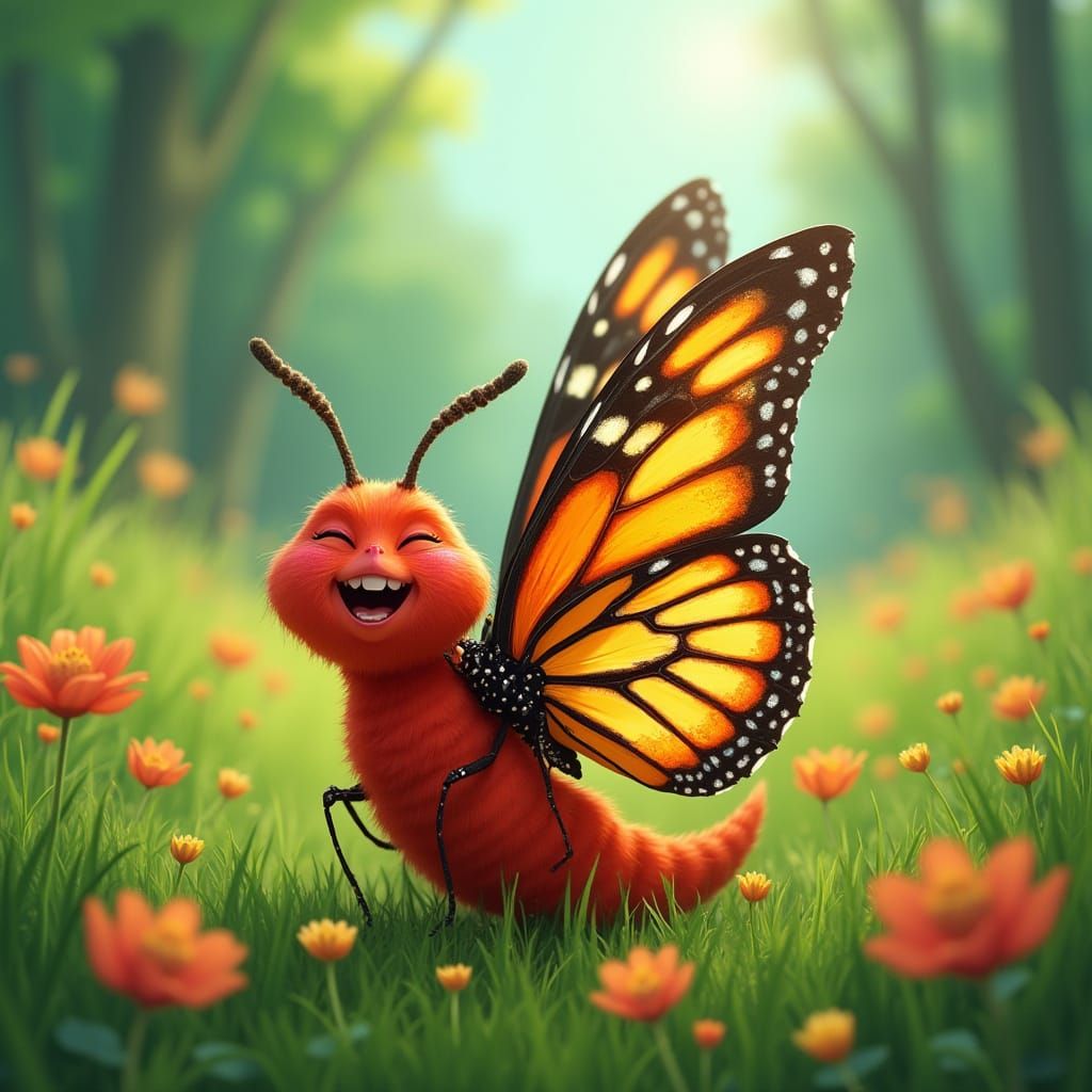Caterpillar to Butterfly: Whimsical Transformation
