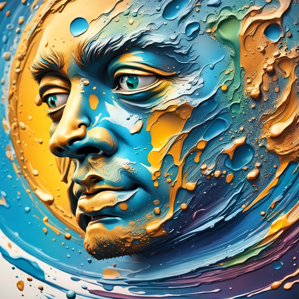Hyperrealistic Moon Painting: A Colorful Masterpiece