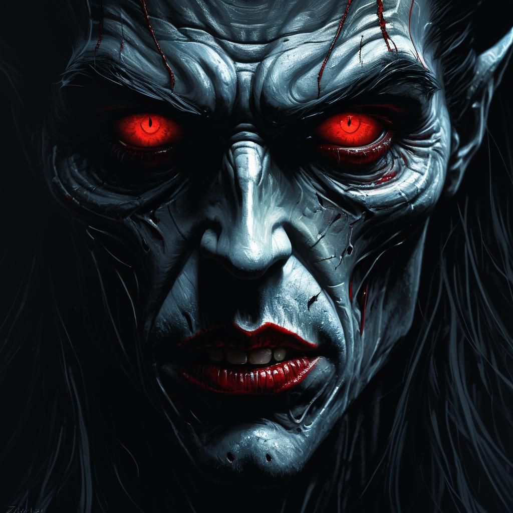 Vampire Portrait in Surreal Digital Painting Style