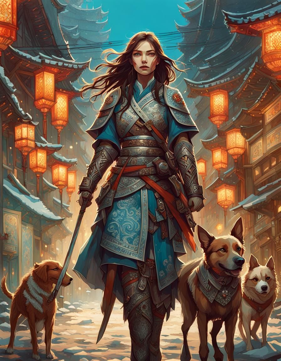 Female Warrior in South Korea, Digital Painting