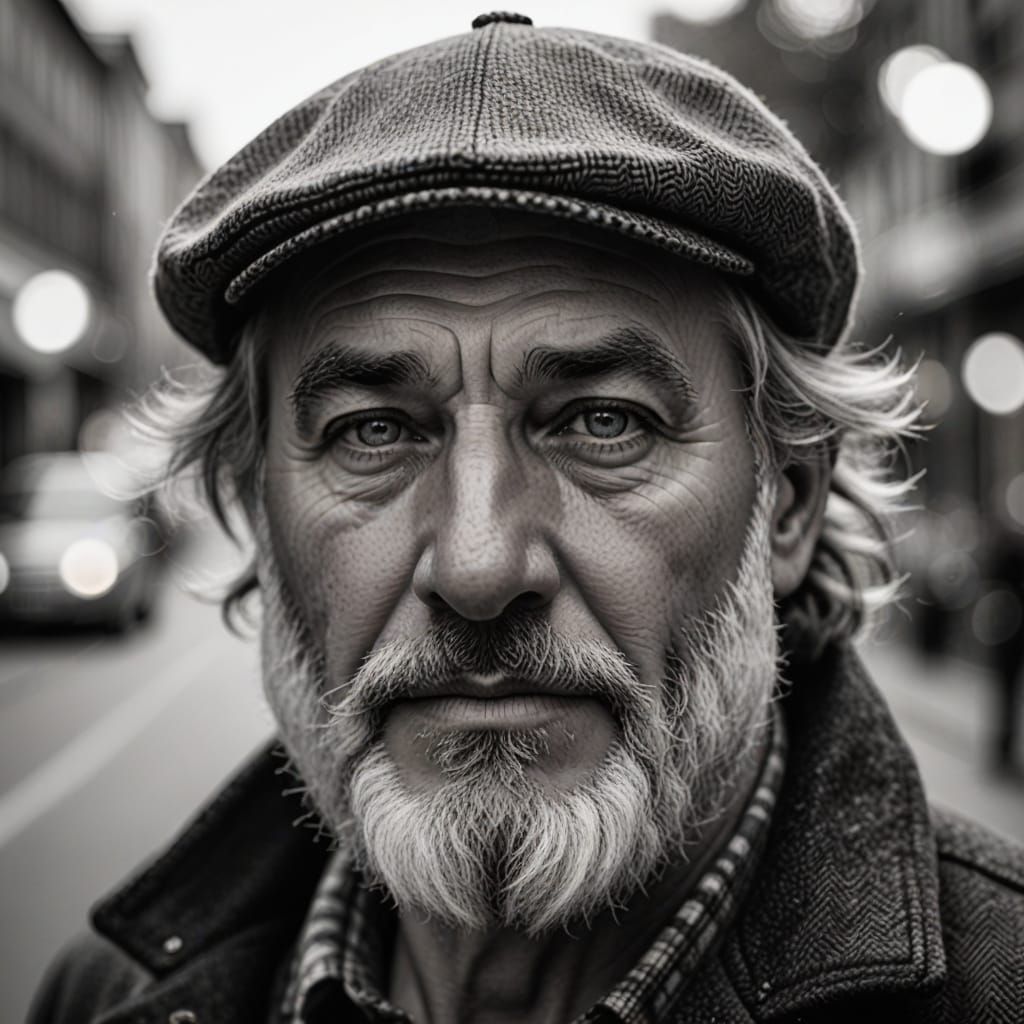 A Weathered Shepherd in Tweed Flat Cap
