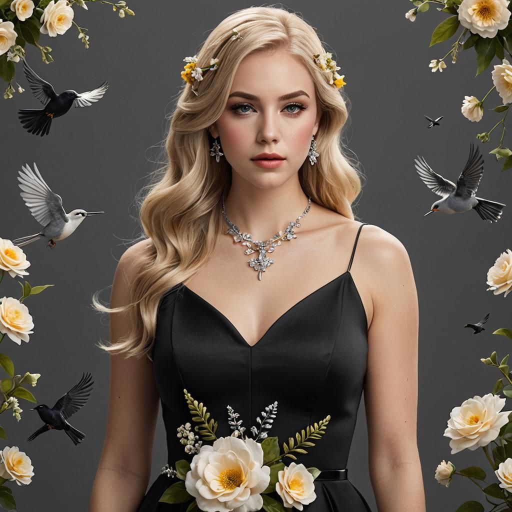 Photorealistic Portrait of a Woman in Floral Dress