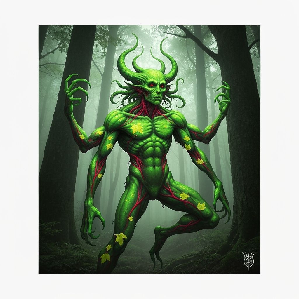 Mystical Green Monster Portrait in Nature