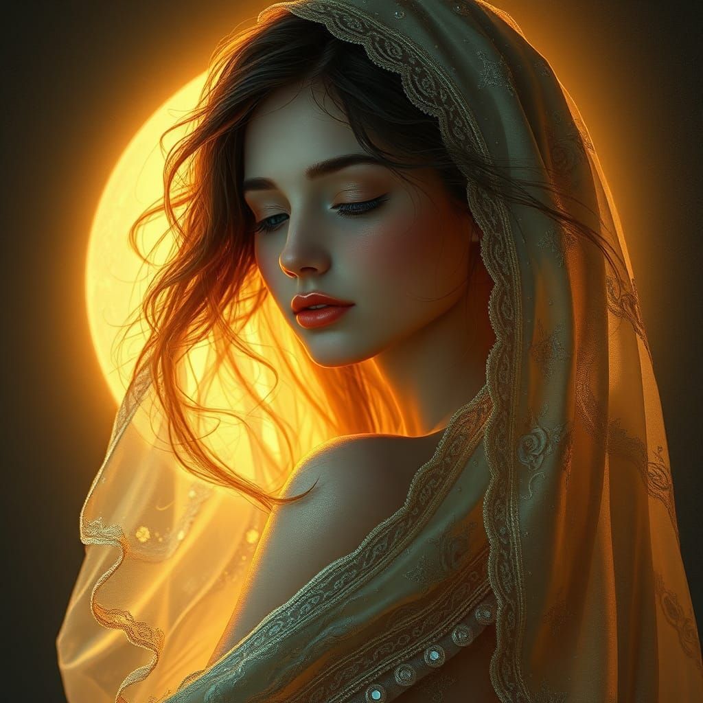 Ethereal Woman Portrait with Dreamlike Aura