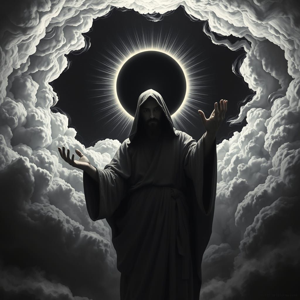 Surrealist Mystic Scene: Jesus and the 666 Hz Frequency