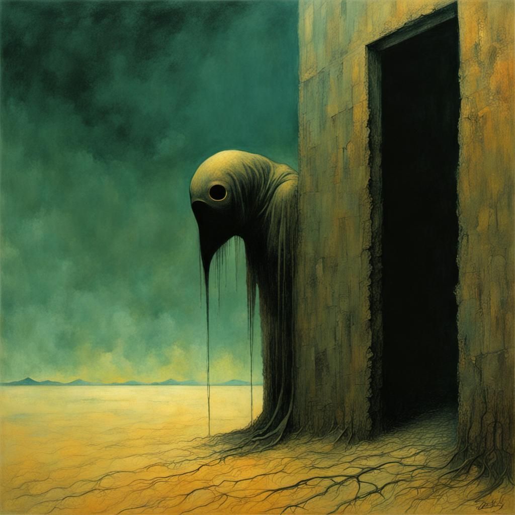 Eerie Peeping Tom in Beksinski Style