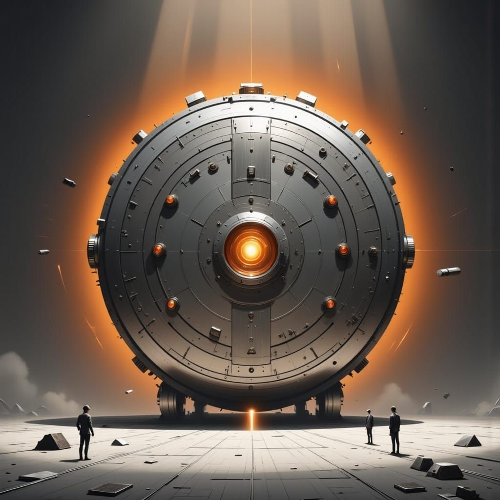 Gigantic Silver Steel Watch in Futuristic Dieselpunk Style