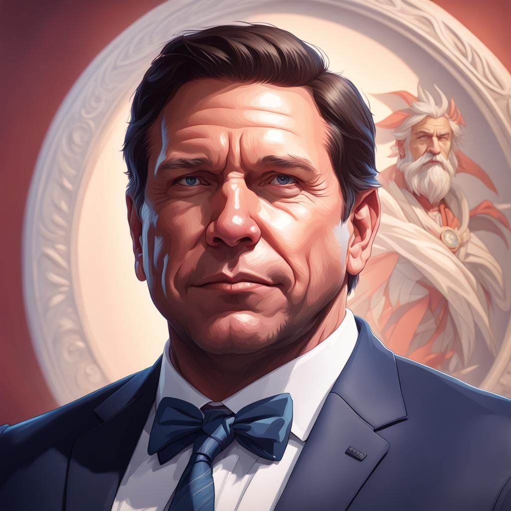 President Ron DeSantis Portrait in Hyperdetailed Style