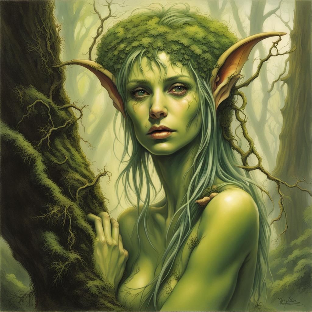 Wood Elf Forest Sprite in Boris Vallejo Style