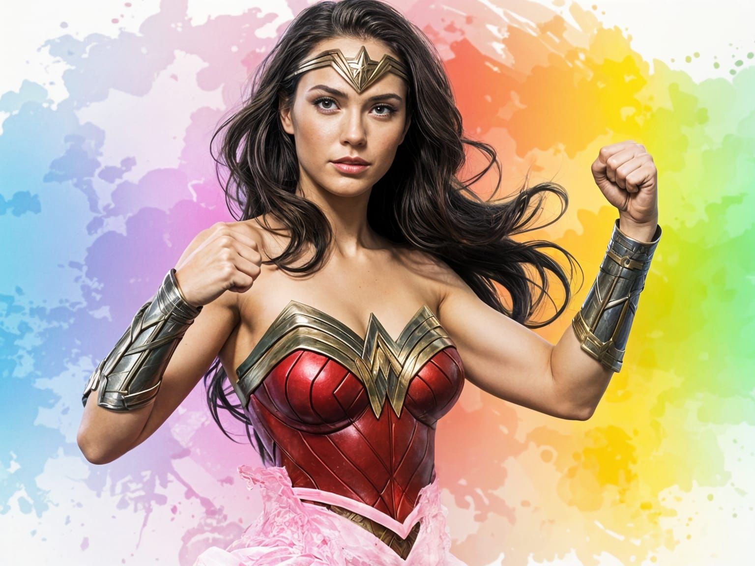 Wonder Woman Defiant in Vibrant Cinematic Style