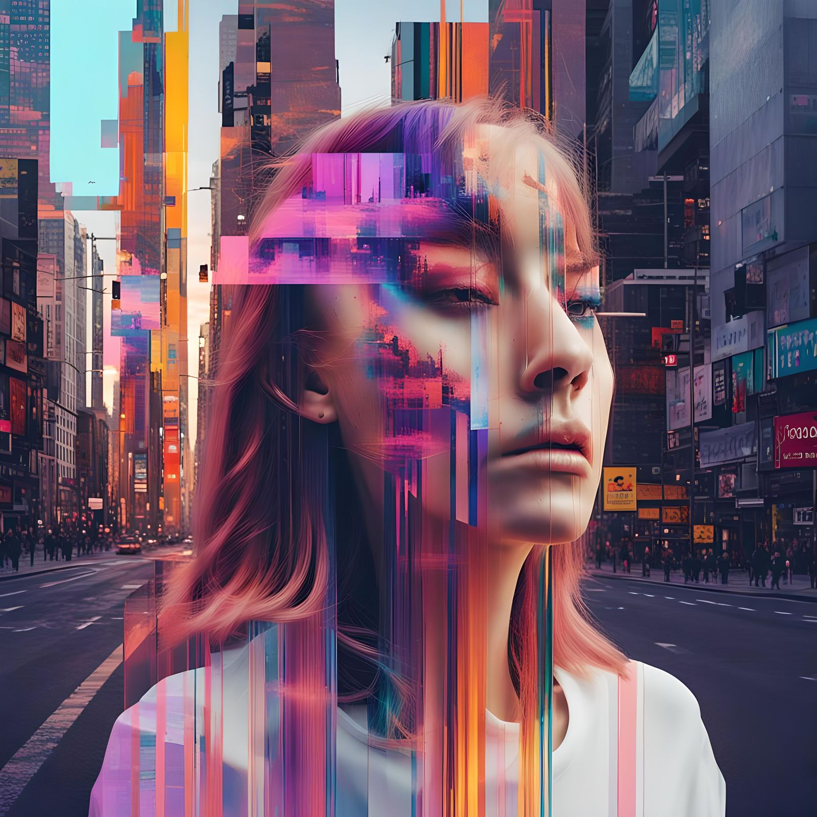 Mesmerizing Glitch Art with Digital Distortions