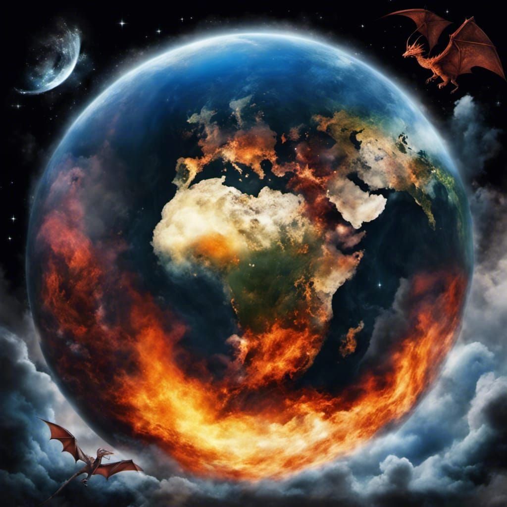 Fiery Dragons Roaring in a Cosmic Horror Landscape