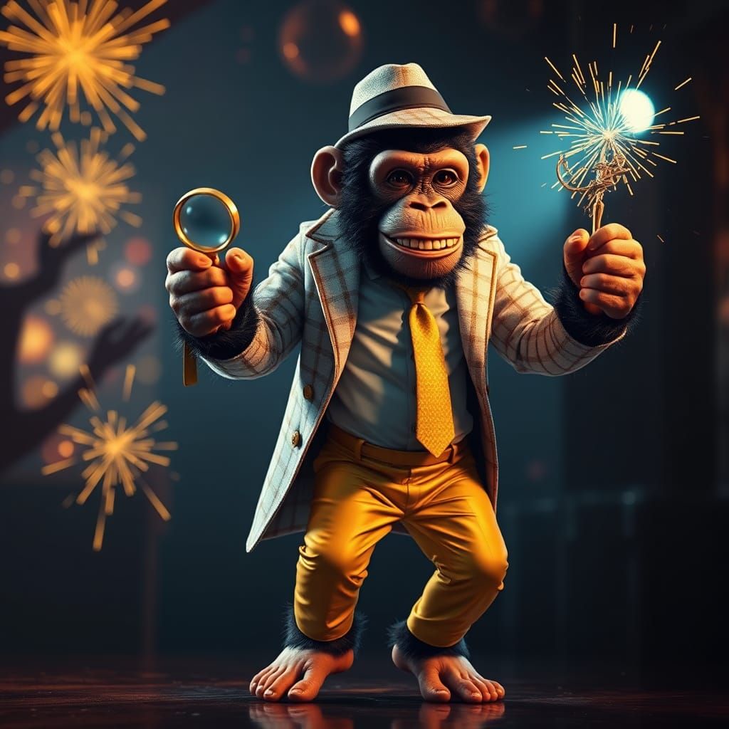 Detective Chimp Dances with Golden Flair