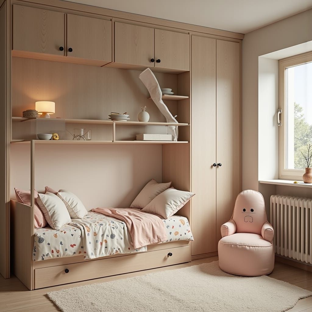 Cute Cartoon Children's Room in Cross-Section
