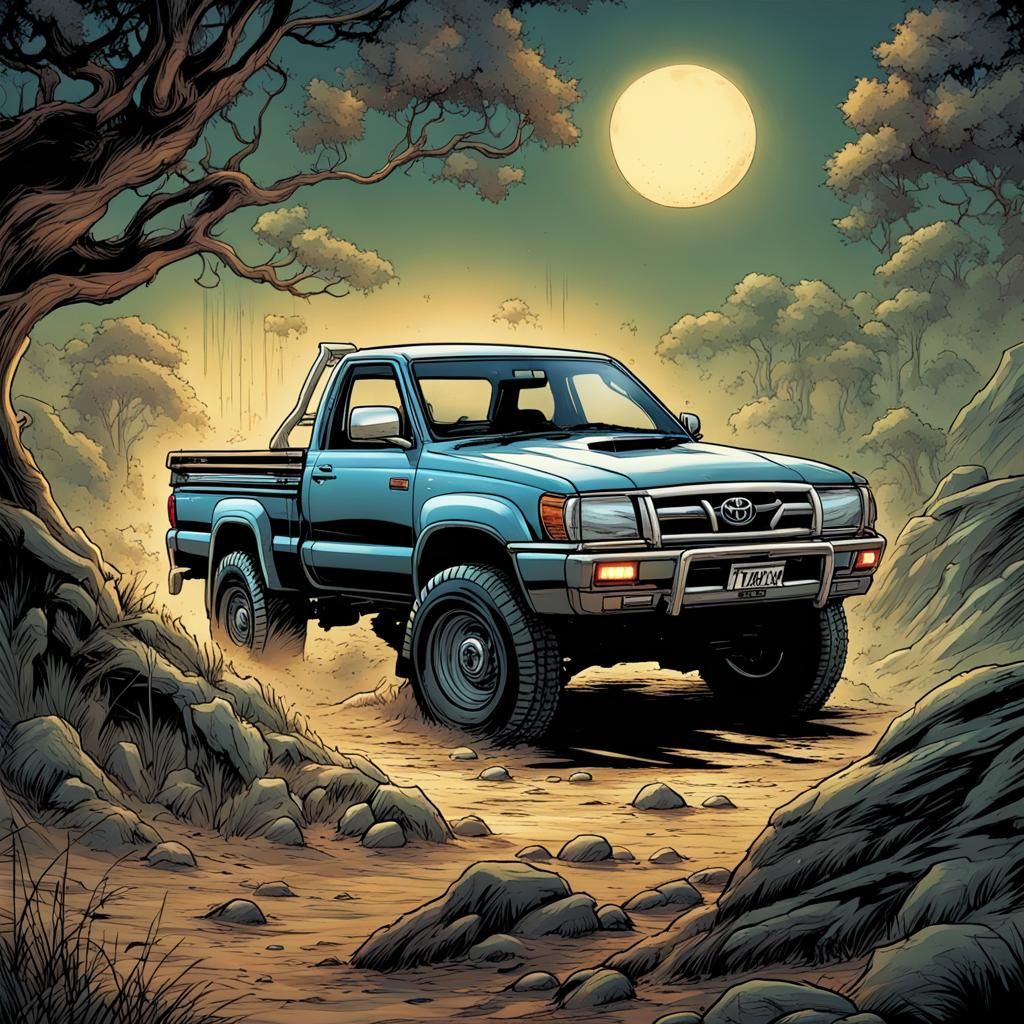 Toyota Hilux in Comic Book Art Style