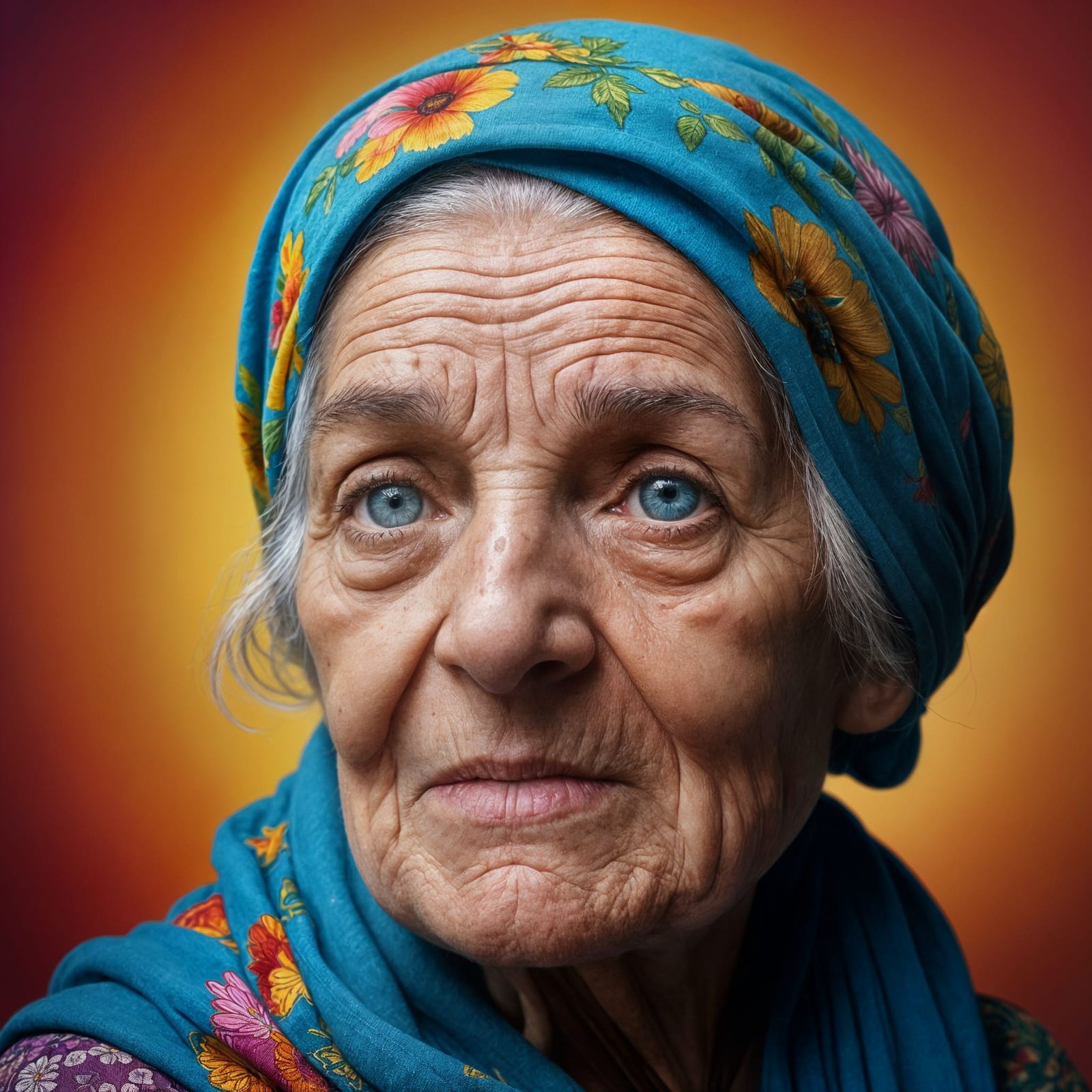 Elderly Beauty in Vibrant Hyperrealism