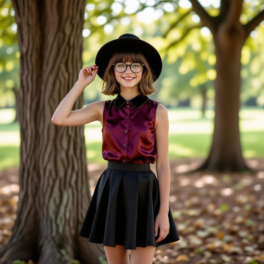 French Girl in Park: Leibovitz Style Portrait