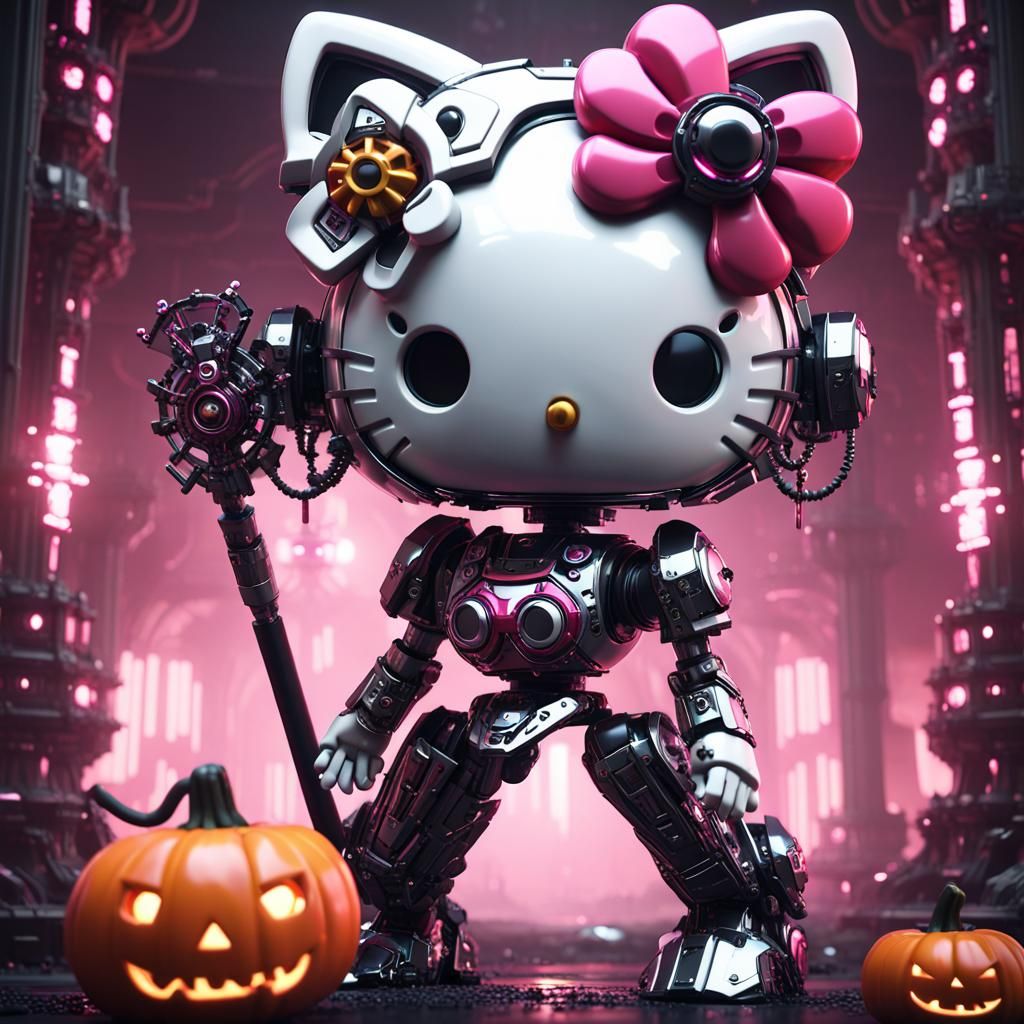 Hello Kitty Halloween Magical Girl in Sci-Fi Mech