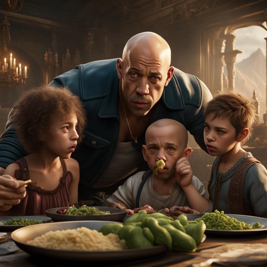 Detailed Matte Painting of Family Eating Boogers