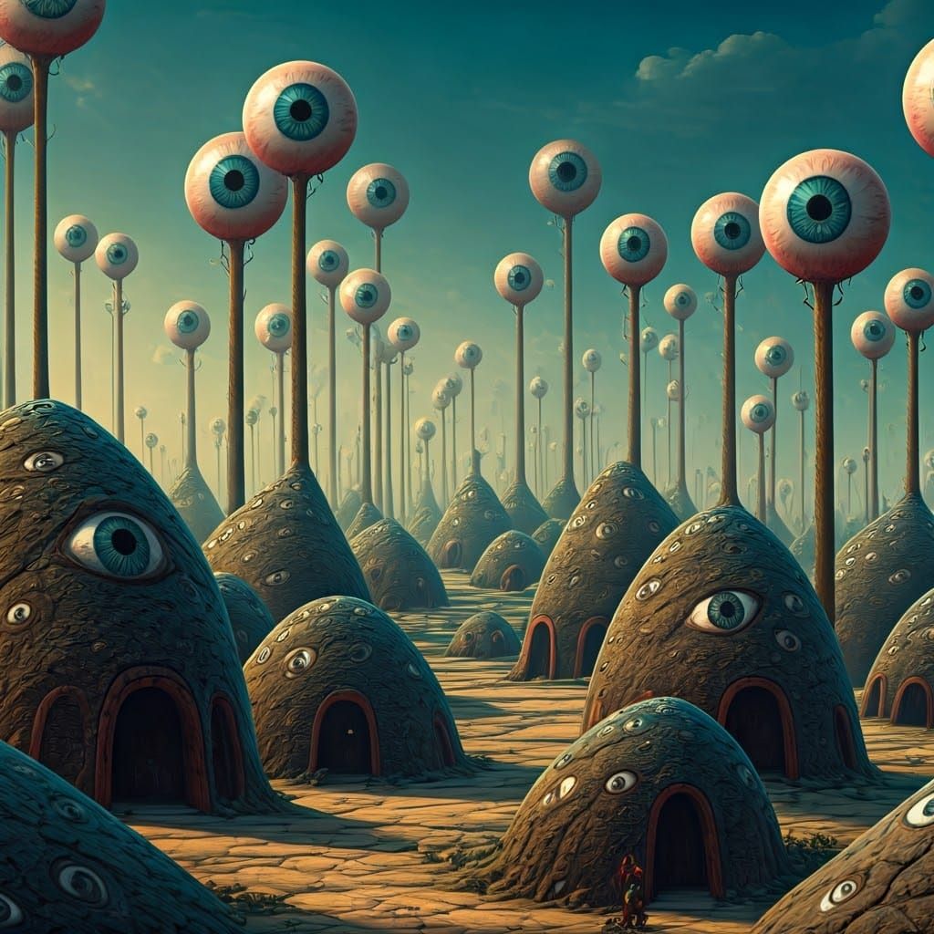Surreal Eyeball Landscape on Alien World