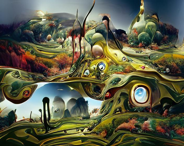 Surreal Alien Landscape in Abstract Expressionist Style