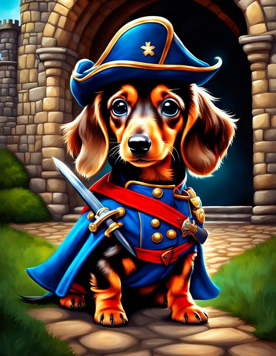 Dachshund Musketeer: Hyperdetailed Airbrush Fantasy Art