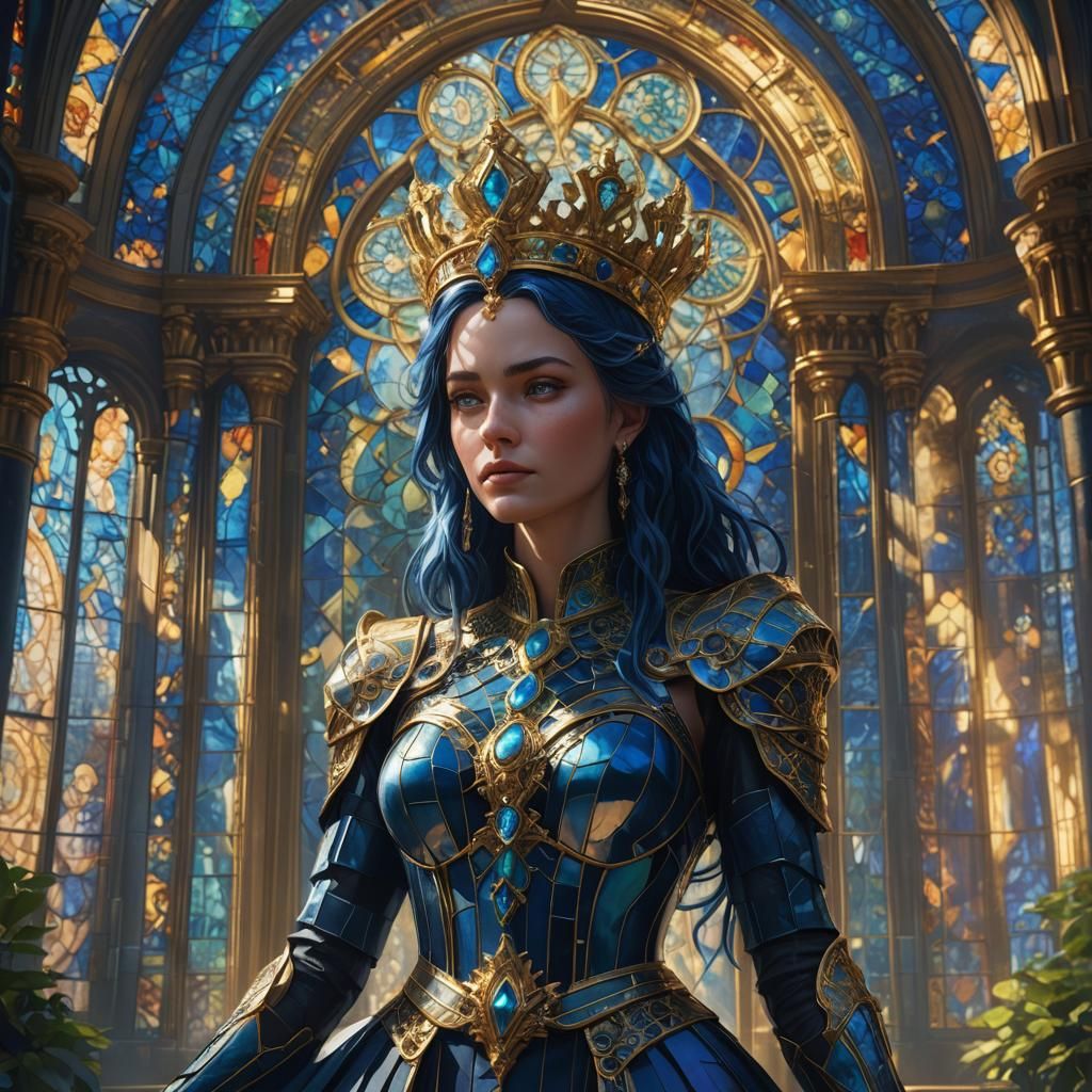 Blue-Haired Queen in Art Nouveau Kingdom