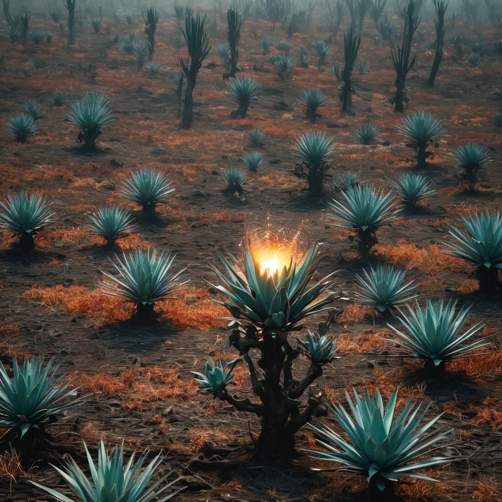 Surreal Meteorite Impact in Dreamlike Landscape