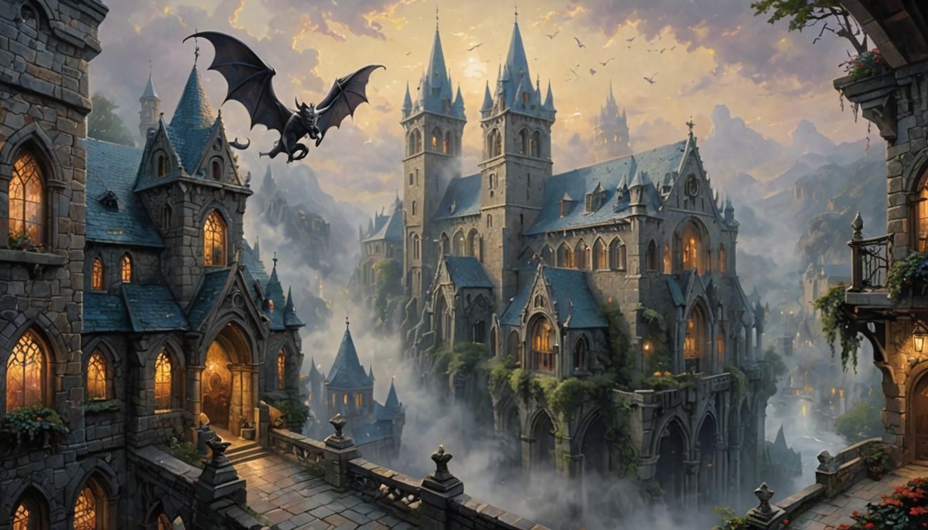 Gargoyles in Gothic Art Style Monastery