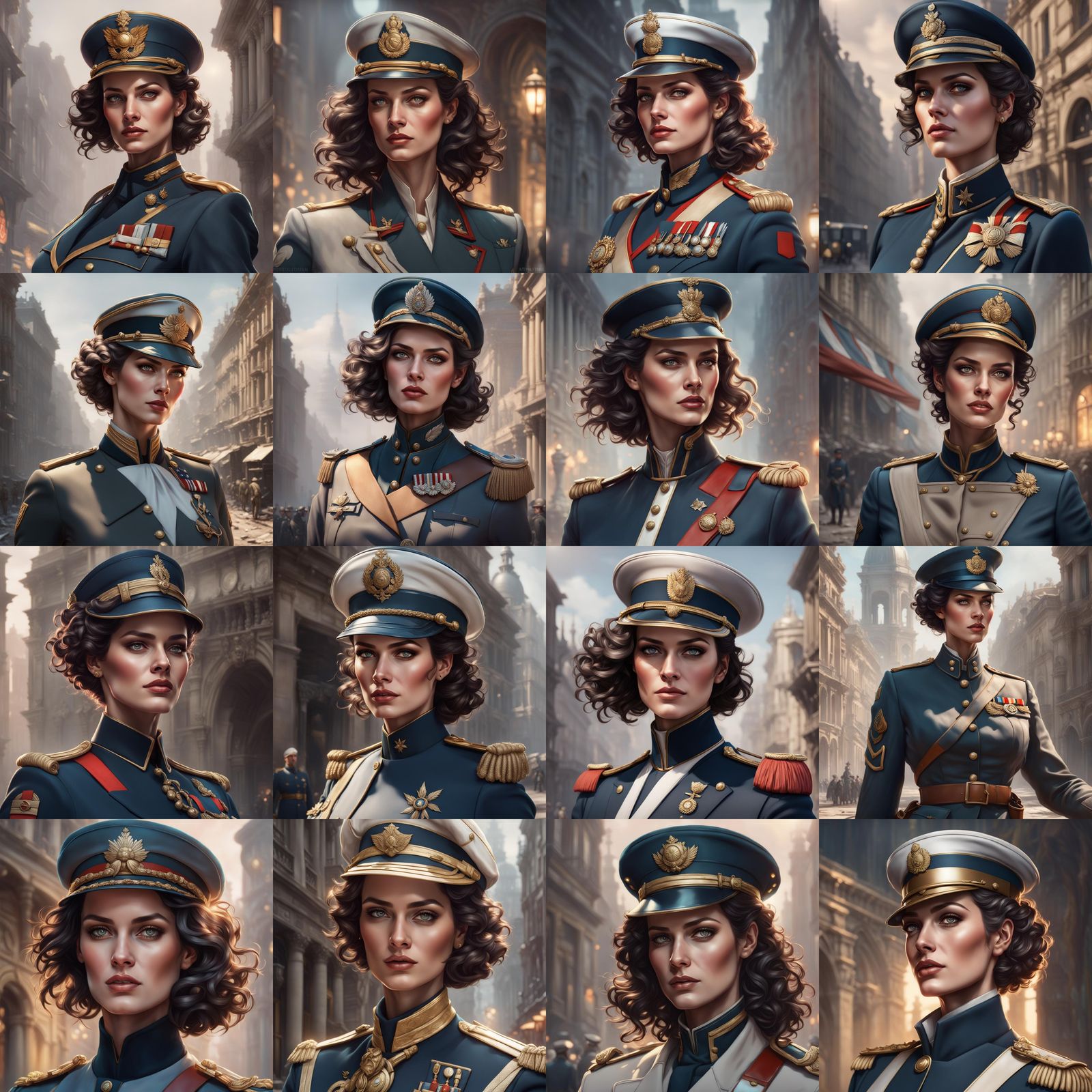 WW1 French Officer Portrait in Art Nouveau Style