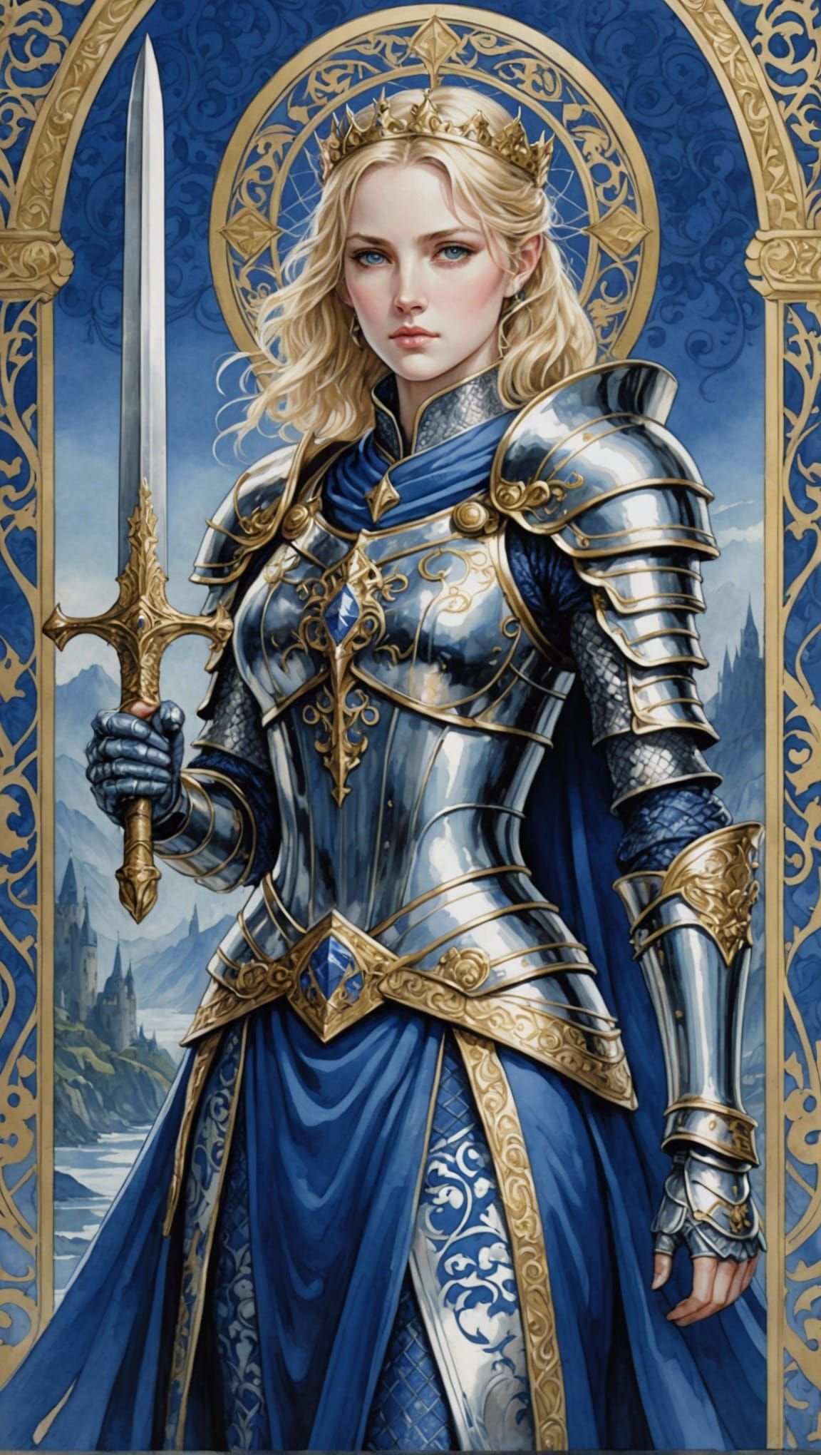 King Arthur as Beautiful Anime Lady with Excalibur