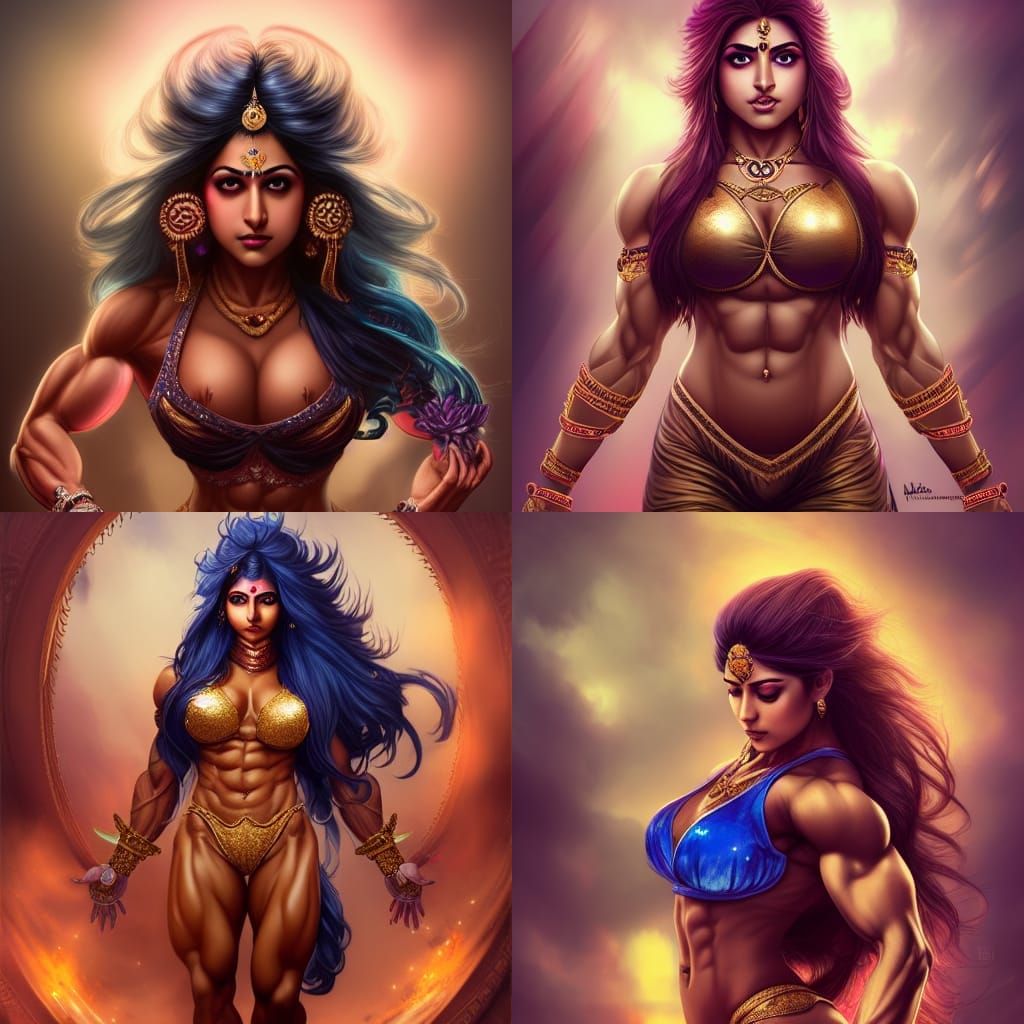 Female Bodybuilder as a Digital Illustration