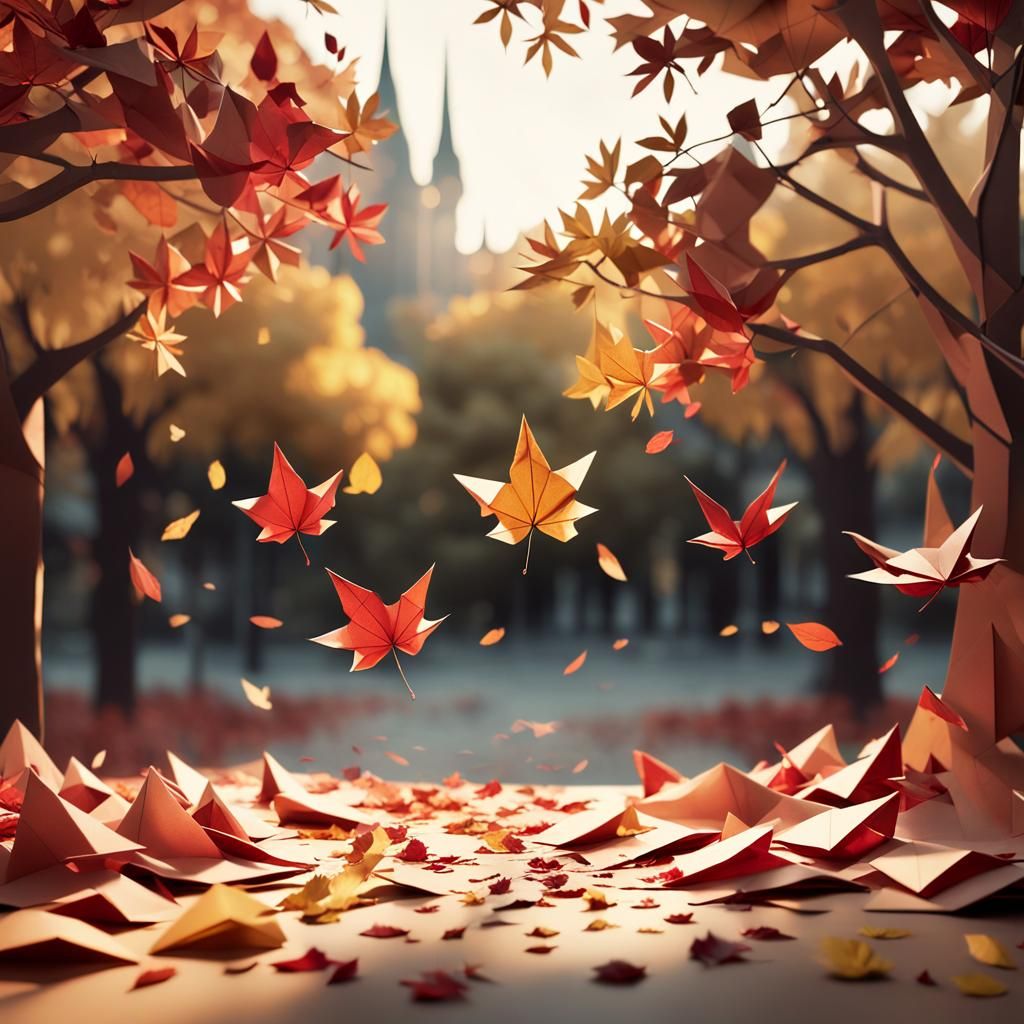 Autumn Leaves in Golden Hour: Digital Matte Painting