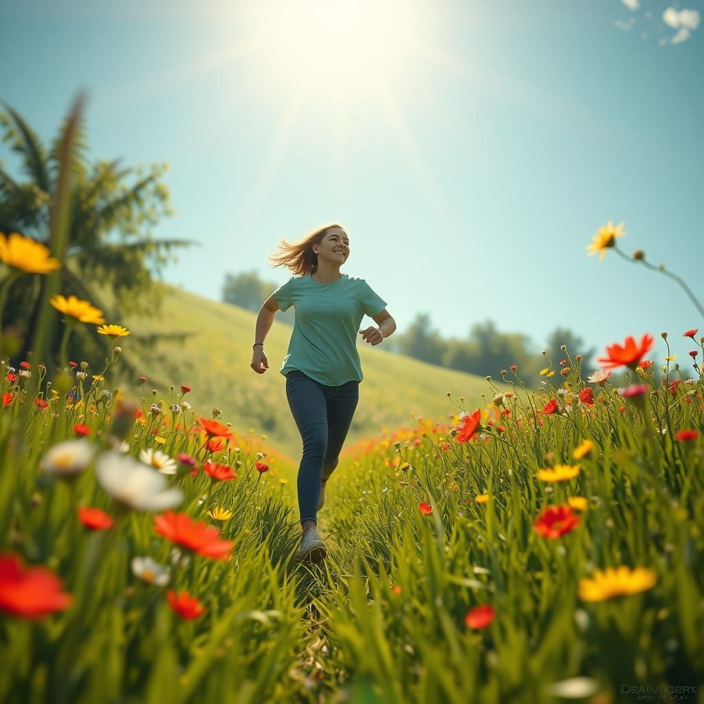 Ethereal Summer Sprint in a Vibrant Meadow