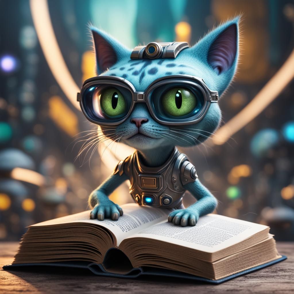 Sci-Fi Feline Aliens Adventure in Open Book
