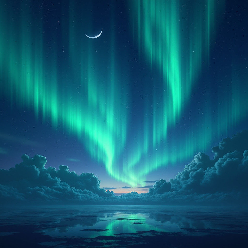 Spectacular Aurora Borealis Display in Digital Matte Paintin...