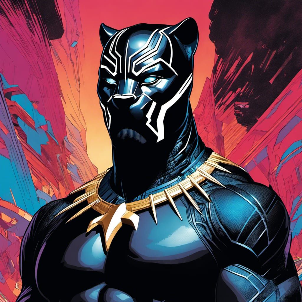 Chubby Black Panther Superhero Portrait