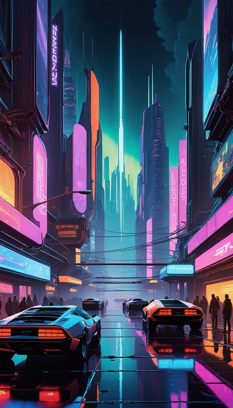 Cyberpunk Megalopolis at Night: A Futuristic Urban Dystopia