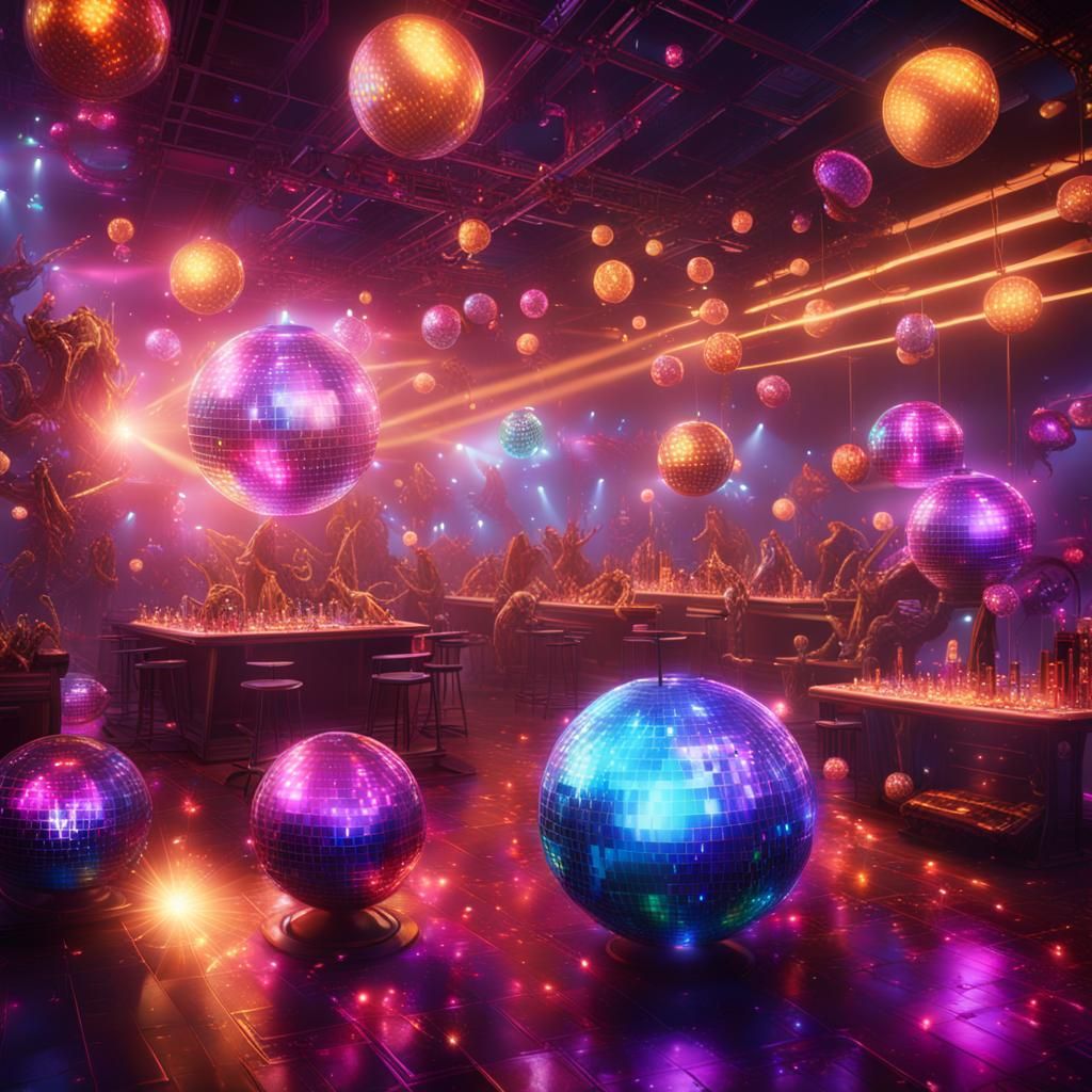 Crustacean Disco Party in Detailed Digital Painting