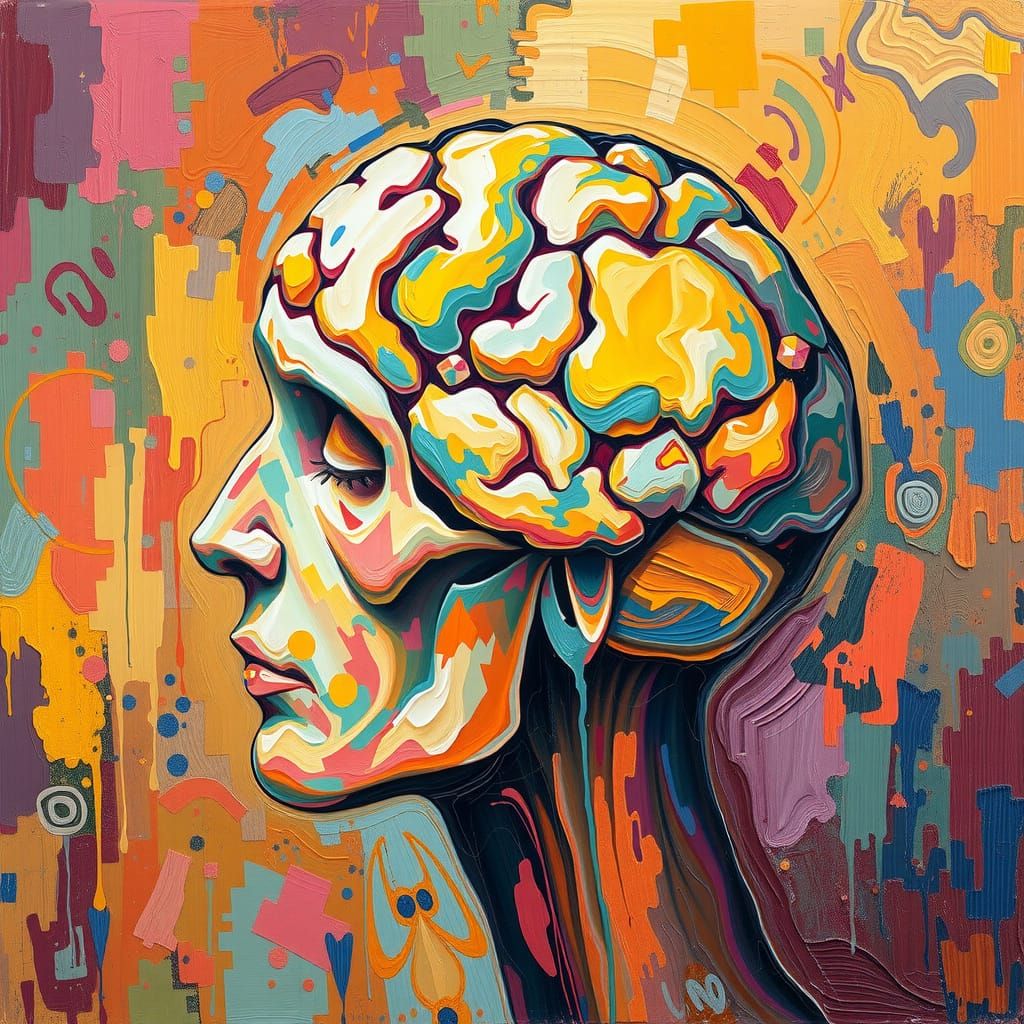 Colorful Expressionist Oil Painting with Impasto Texture