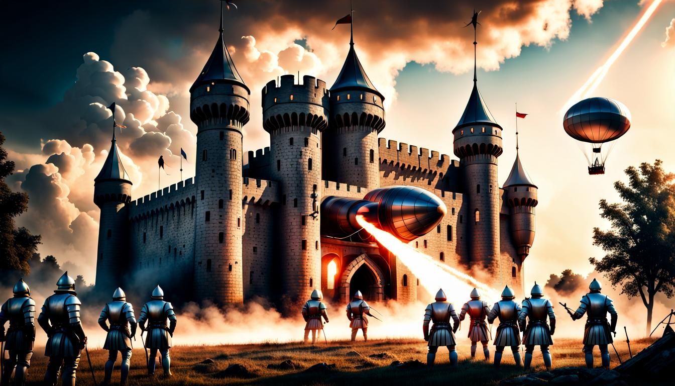 Medieval Castle Besieged by Laser-Firing Dirigibles