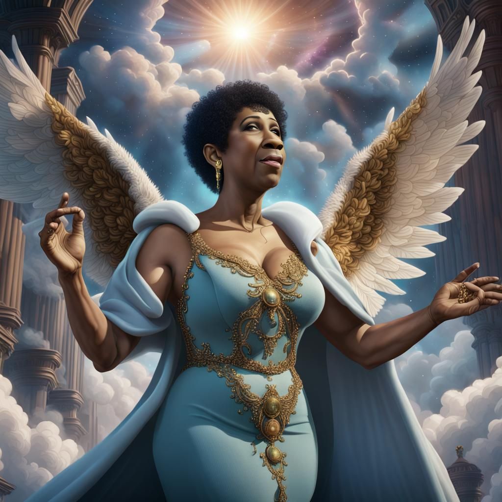 Aretha Franklin in Heaven: Detailed Matte Painting