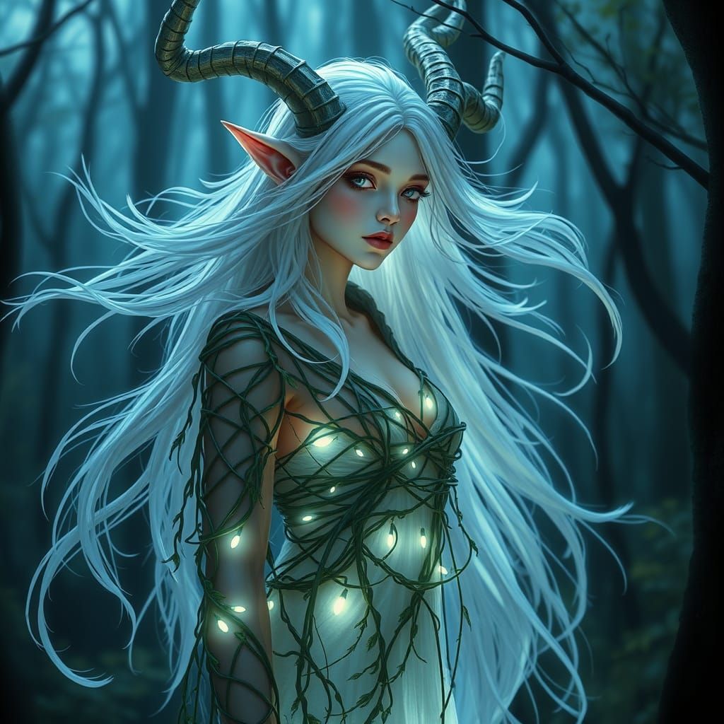 Bioluminescent Faun in Mystical Forest