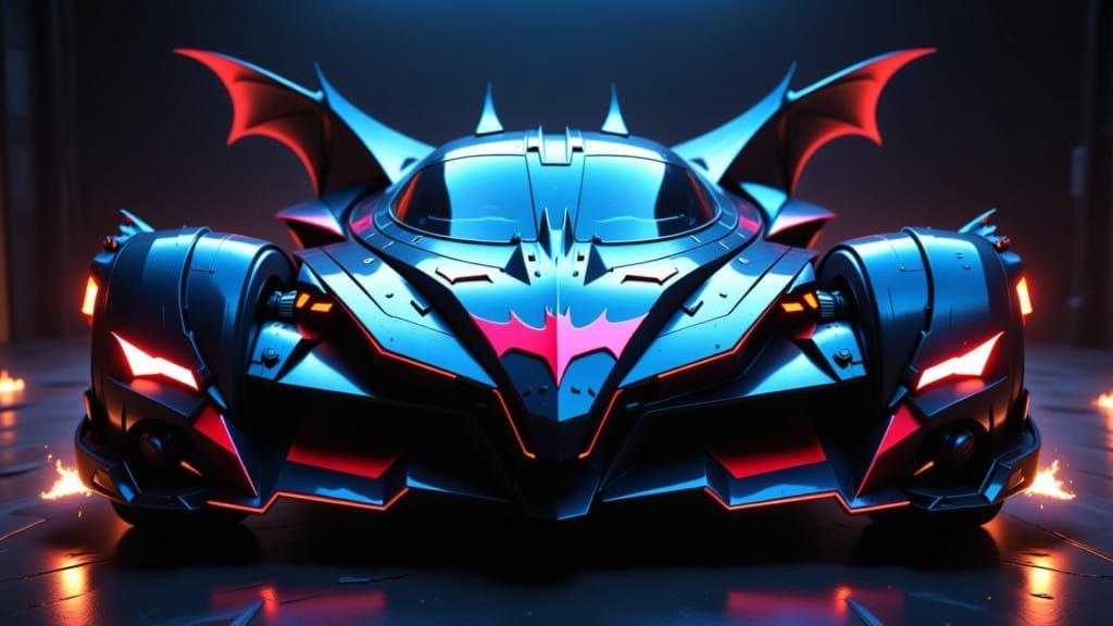 Futuristic Mag-Lev Batmobile with Neon Accents